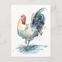 Rooster Splash - Waterverf