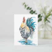 Rooster Splash - Waterverf Portret Briefkaart (Staand voorkant)