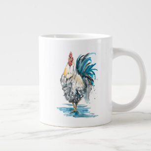 Rooster Splash - Waterverf Portret Extra Grote Beker