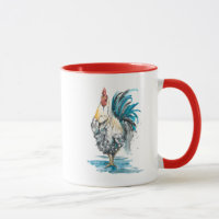 Rooster Splash - Waterverf Portret