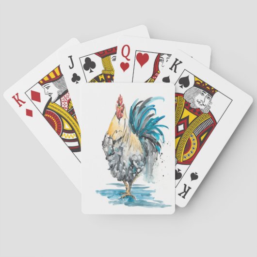 Rooster Splash - Waterverf Portret Pokerkaarten (Achterkant)