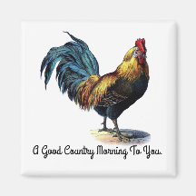 Rooster Square Magnet
