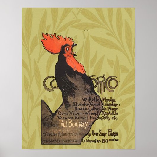 Rooster Steinlen Cocorico French Art Poster (Voorkant)