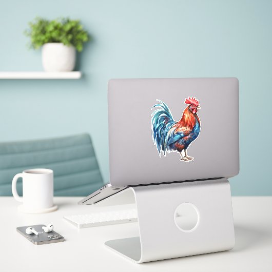 Rooster Sticker (Laptop op bureau)