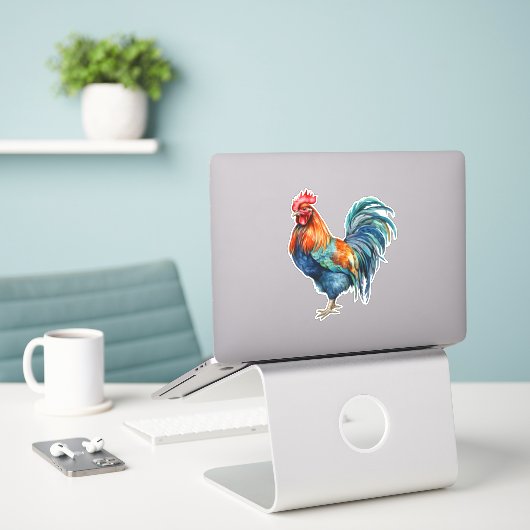 Rooster Sticker (Laptop op bureau)