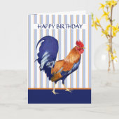 Rooster Stripes Birthday Kaart (Gele Bloem)