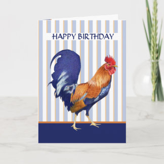 Rooster Stripes Birthday Kaart