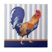 Rooster Stripes keramische Tegel Tegeltje (Voorkant)