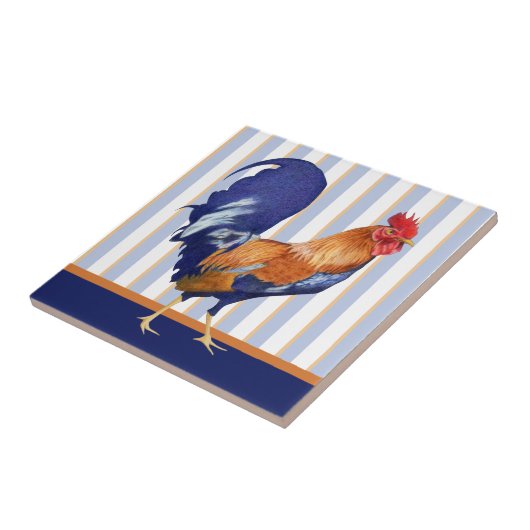 Rooster Stripes keramische Tegel Tegeltje (Zijkant)
