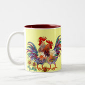 ROOSTER SUNFLOWER CUP by SHARON SHARPE Tweekleurige Koffiemok (Links)