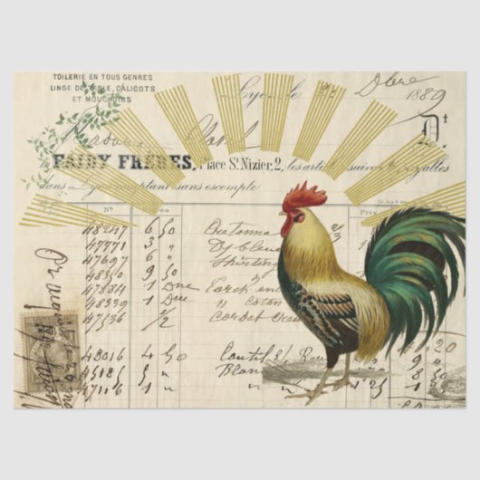 Rooster Sunrise Ephemera ontkoppeling Tissue Tissuepapier (Voorkant)