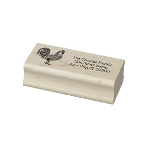 Rooster Tekening Lithografie #1 Naam Retouradres Rubberstempel