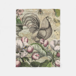 Rooster Tuin Bloem Vlinder Kunst Fleece Deken