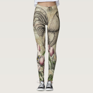 Rooster Tuin Bloem Vlinder Kunst Leggings