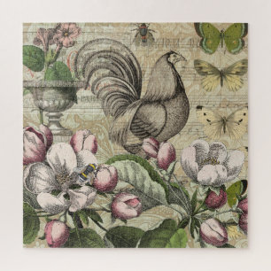 Rooster Tuin Bloem Vlinder Kunst Legpuzzel