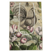 Rooster Tuin Bloem Vlinder Kunst Medium Cadeauzakje (Achterkant)