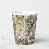 Rooster Tuin Bloem Vlinder Kunst Papieren Bekers (Rechts)