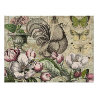 Rooster Tuin Bloem Vlinder Kunst