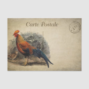 Rooster van de Franse stijl Carte Postale Tissuepapier