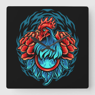 Rooster  vierkante klok