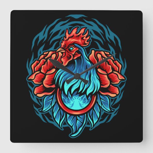 Rooster vierkante klok (Voorkant)