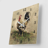 Rooster Vierkante Klok (Hoek)