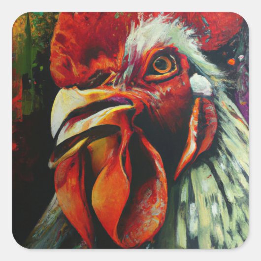 Rooster Vierkante Sticker (Voorkant)