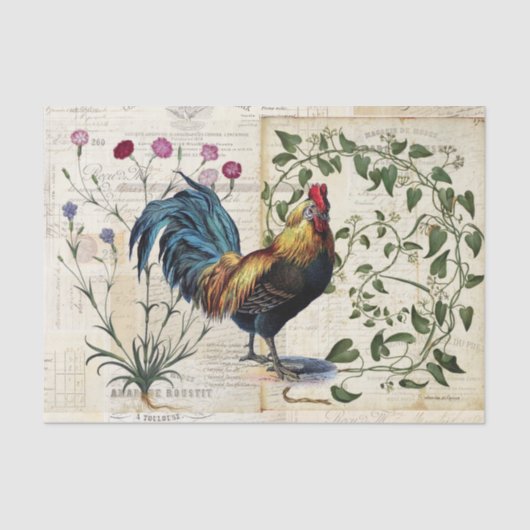  Rooster Vine Frans Weefselpapier Tissuepapier (Voorkant)