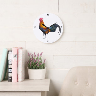 Rooster Vintage multicolore grande horloge