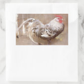 Rooster voor zwart-wit rechthoekige sticker (Tas)