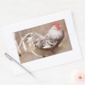 Rooster voor zwart-wit rechthoekige sticker (Envelop)