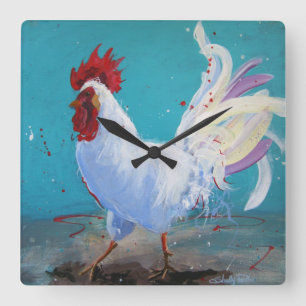 Rooster-wandklok Vierkante Klok