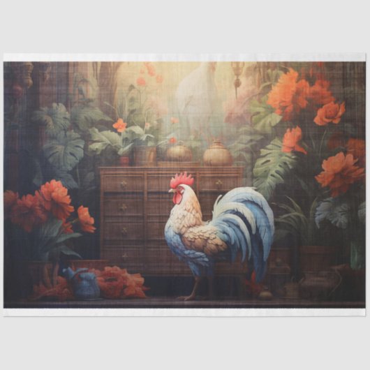 Rooster Waterverf 1 Decoupage papier (Voorkant)