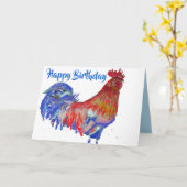 Rooster Waterverf Chicken Birthday Kaart (Gele Bloem)