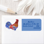Rooster Waterverf Chicken Cochlepel Blue Bird Etiket (Insitu)
