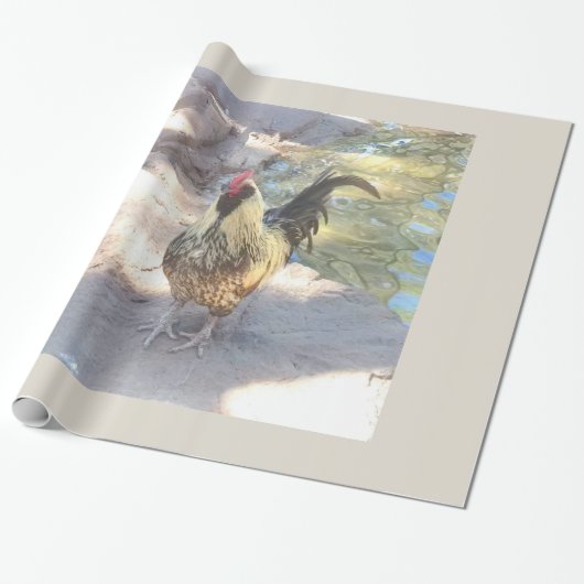 Rooster Wrapping Paper Cadeaupapier (Uitgerold)