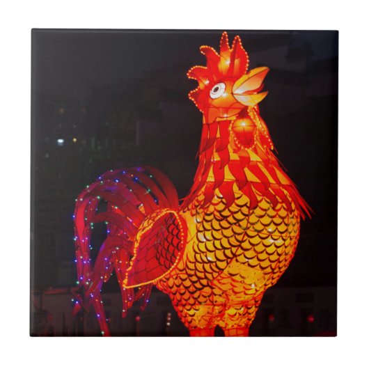 Rooster Zodiac Symbol Lantern Tegeltje (Voorkant)