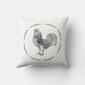 Rooster zwart-wit kussen (Achterkant)