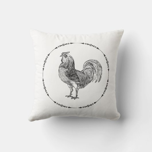 Rooster zwart-wit kussen (Achterkant)