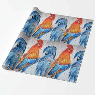 Roosterroosters Waterverf Vlekken Cadeaupapier