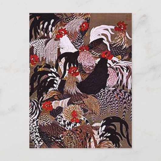  Roosters Art Briefkaart (Voorkant)