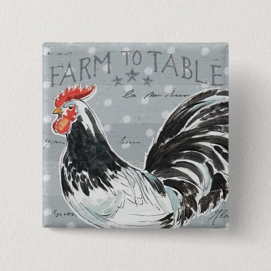 Roosters Call III Vierkante Button 5,1 Cm (Voorkant)