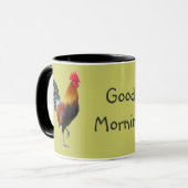 Roosters colorés "Good Morning" Café Mug (Devant gauche)