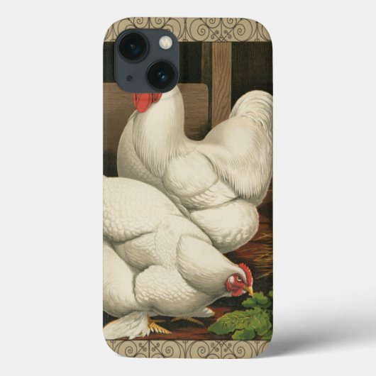 Roosters en Engels buiten Hen House met witte rand Case-Mate iPhone Case (Achterkant)