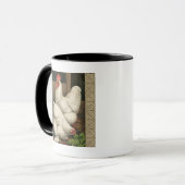 Roosters en Engels buiten Hen House met witte rand Mok (Voorkant links)