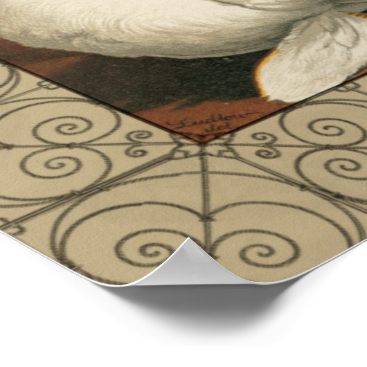 Roosters en Engels buiten Hen House met witte rand Poster (Hoek)