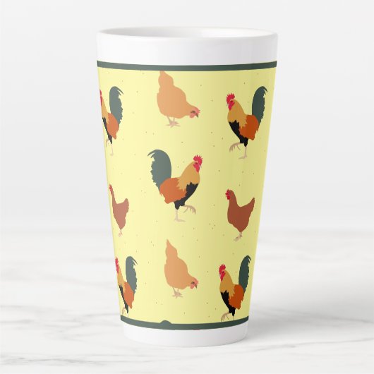 Roosters en hennen latte mok (Voorkant)
