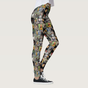 Roosters en kippen fotocollage, leggings