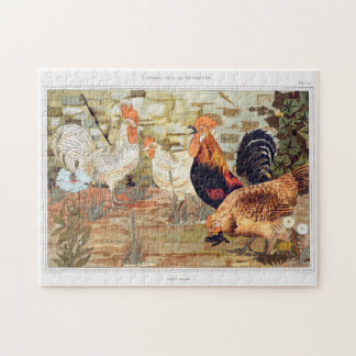 Roosters en kippen legpuzzel
