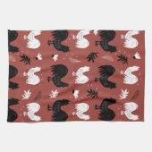 Roosters Hand Drawn Floral Boerderij Pattern Theedoek (Horizontaal)